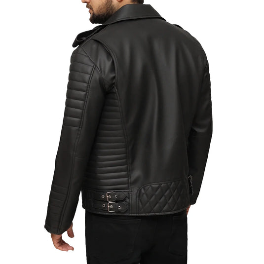 Jordan Black Quilted Motorcycle Leather Jacket