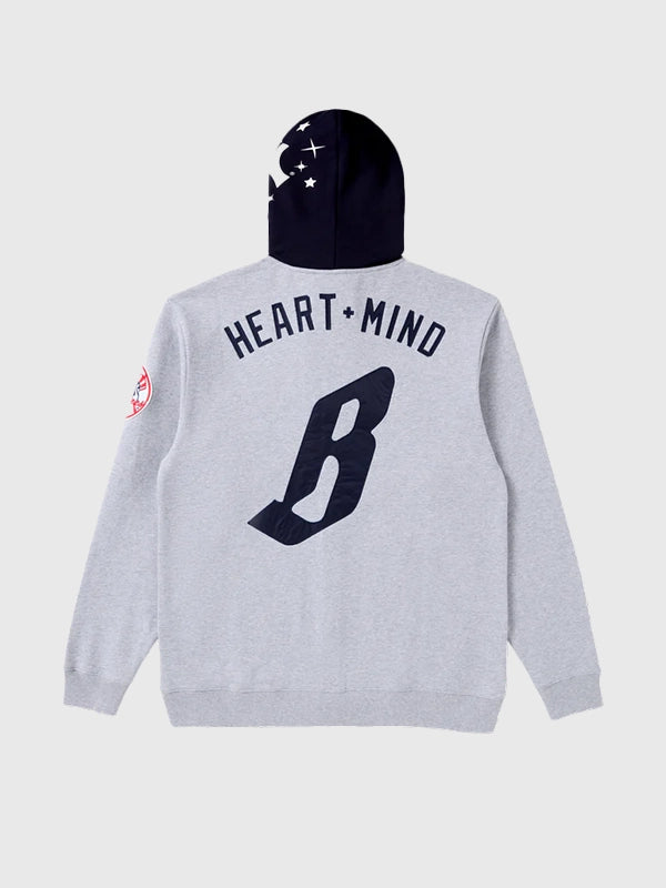 RECREATED Billionaire Boys Club x New York Yankees Grey & Black Blocked Zip Fleece Hoodie designed with cozy fleece construction and modern streetwear styling