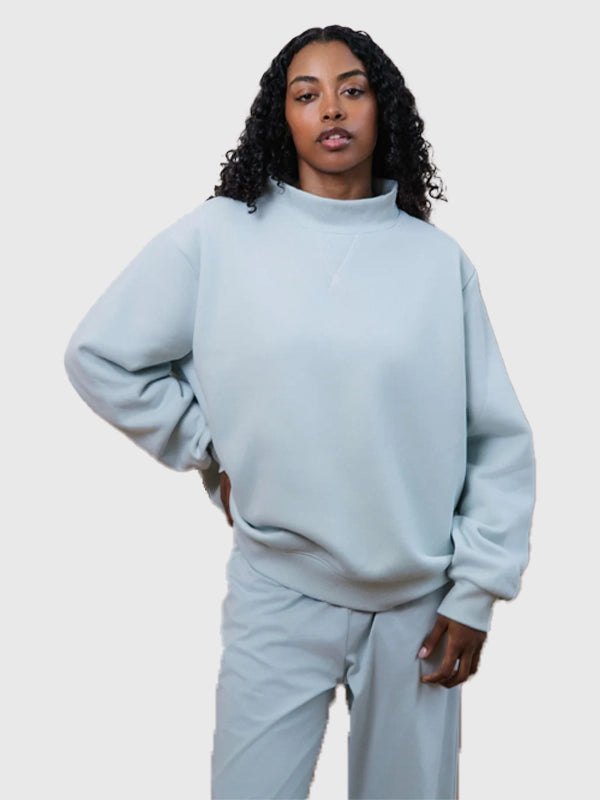 RECREATED Parke 2026 Bridal Classic Blue Oversized Mockneck Fleece Sweatshirt designed with a roomy fit and clean minimalist styling