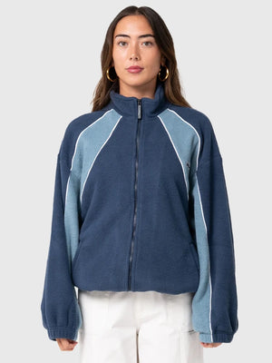 RECREATED unisex Rusty 2026 Two Tides zip-through sherpa fleece jacket featuring soft textured lining and relaxed outdoor-ready fit