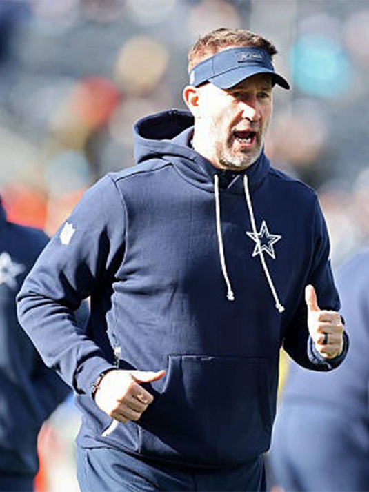 2025 Dallas Cowboys sideline pullover hoodie in navy designed with Nike styling and casual comfort