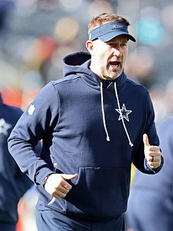 2025 Dallas Cowboys sideline pullover hoodie in navy designed with Nike styling and casual comfort