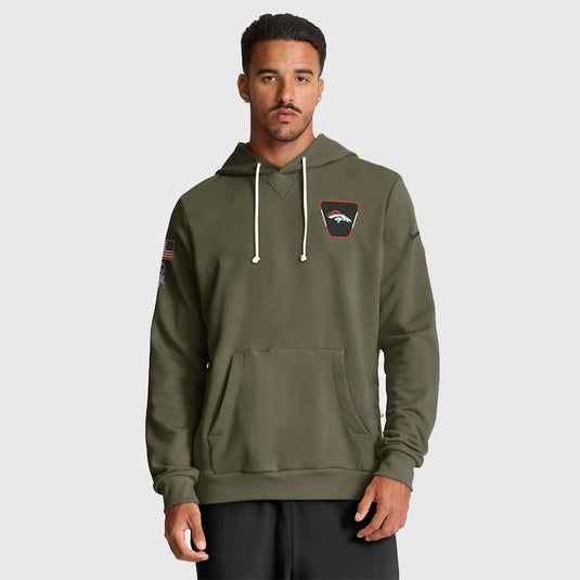 Denver Broncos 2025 Salute to Service Sideline Hoodie crafted by Nike with a smooth athletic finish.