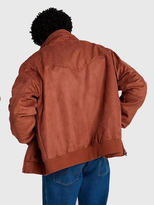 Wrangler x Stranger Things season 5 brown suede jacket reflecting Steve Harrington’s signature casual style