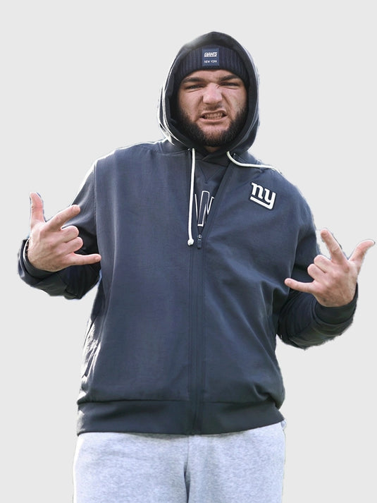 Recreated Minnesota Vikings Nike bomber jacket in black featuring Cam Skattebo’s sideline-ready design