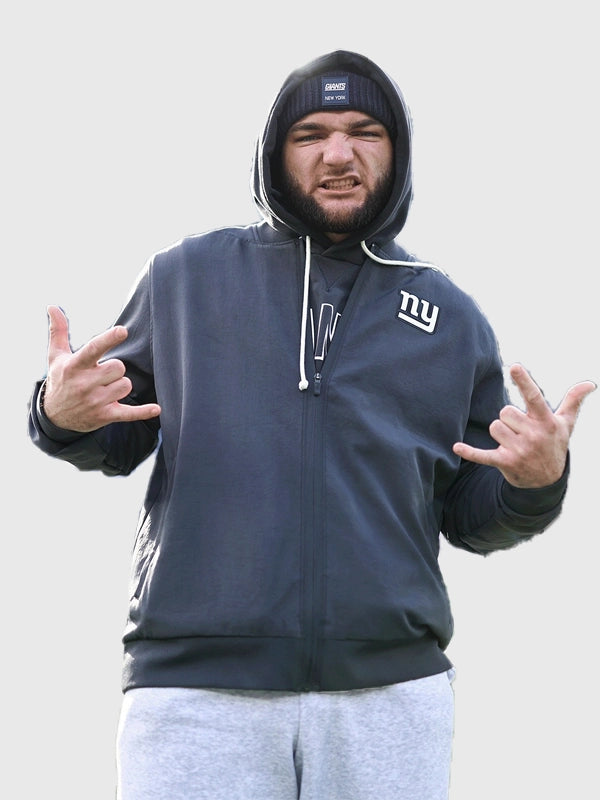 Recreated Minnesota Vikings Nike bomber jacket in black featuring Cam Skattebo’s sideline-ready design