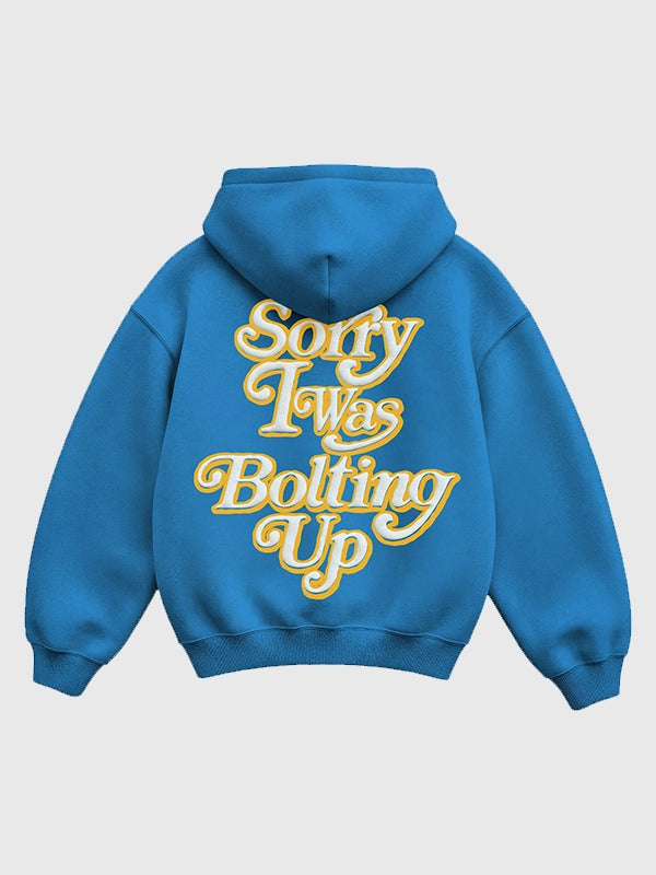 Seen x Chargers “Sorry I Was Bolting Up” pullover fleece hoodie in blue with soft fabric and relaxed fit