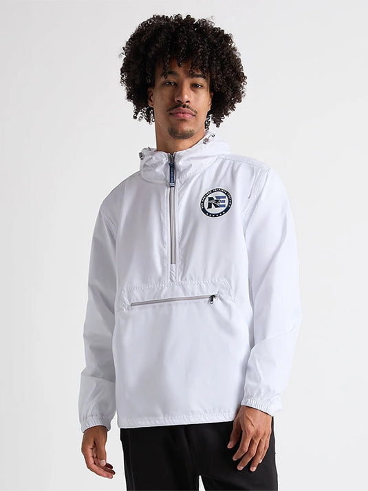 Recreation Charles River New England Patriots 2026 unisex Pack-N-Go half-zip pullover jacket in white with lightweight design