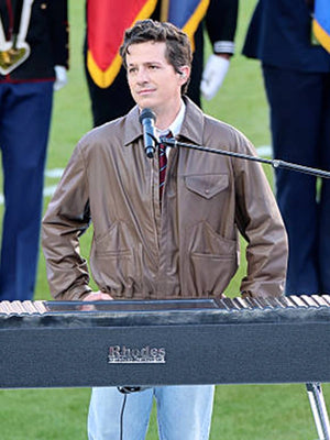 Brown leather jacket reflecting Charlie Puth’s Super Bowl LX attire with structured collar and clean lines
