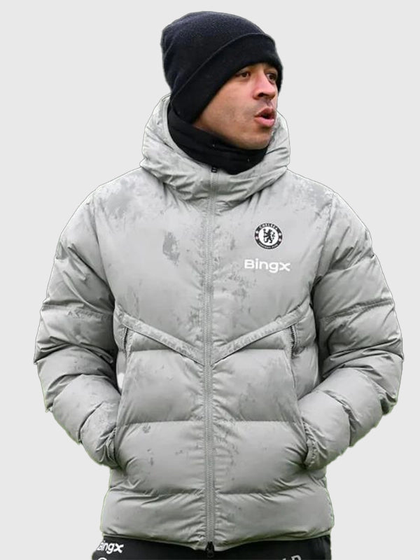 Liam Rosenior inspired Chelsea training jacket in grey with modern parachute material