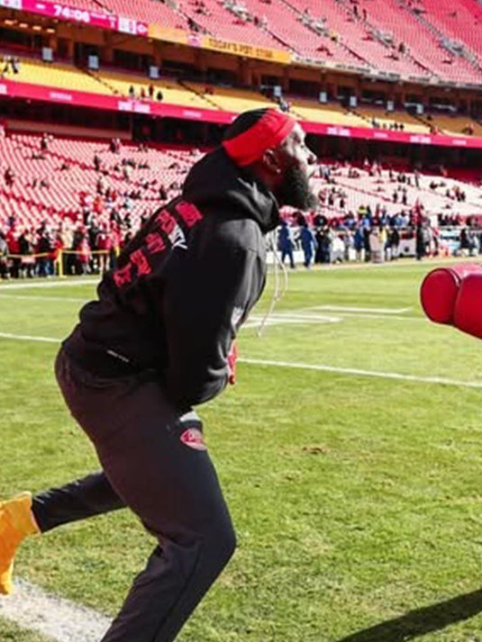 Kansas City Chiefs 2025 Inspire Change hoodie in black designed by Nike with modern fit and impactful text