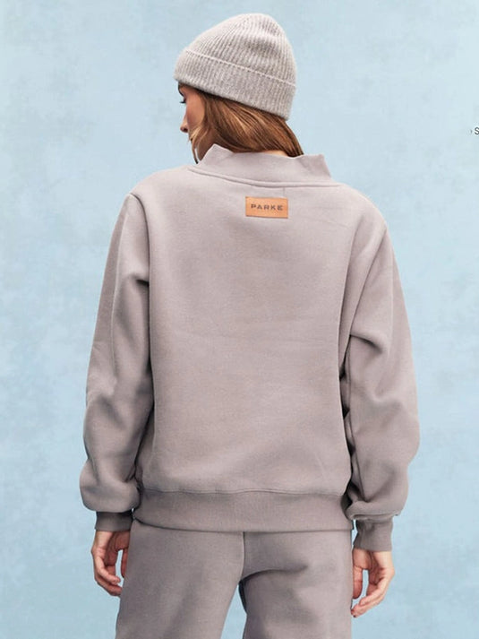 Parke 2026 classic mockneck fleece sweatshirt in grey designed for effortless layering and modern style