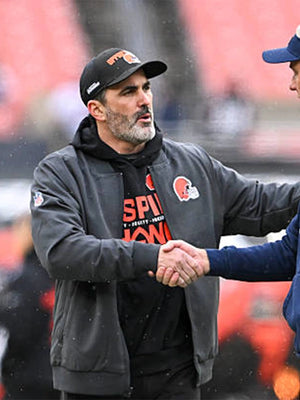 Cleveland Browns 2025 Nike bomber jacket recreation inspired by Kevin Stefanski featuring a sleek black finish