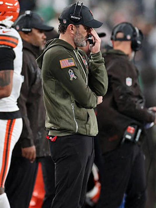 Kevin Stefanski-inspired Browns Salute to Service hoodie crafted from soft, durable fleece fabric.