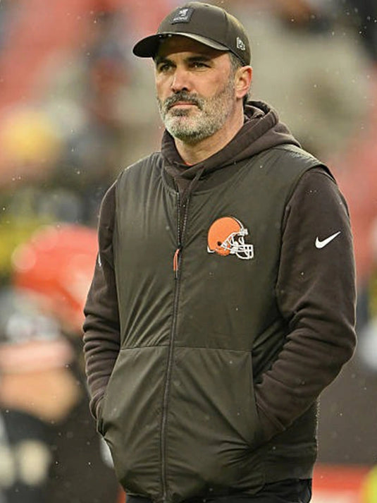 Kevin Stefanski inspired Cleveland Browns parachute vest in black with versatile layering appeal