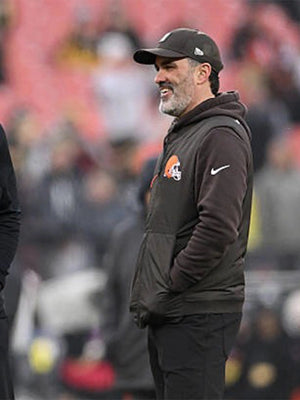 Recreated Kevin Stefanski Browns vest with insulated parachute fabric and clean athletic structure