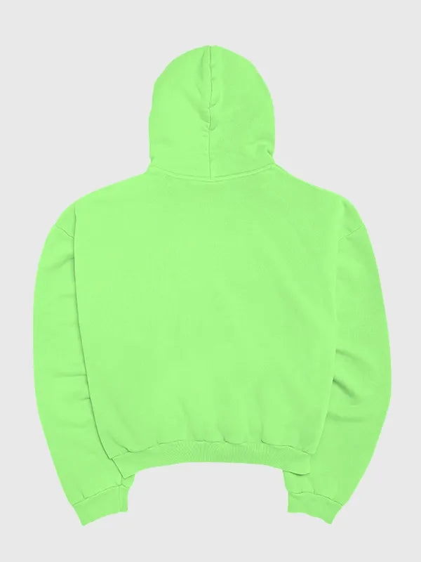 Justin Bieber Coachella 2026 statement hoodie recreated in green with comfortable fit and standout printed design