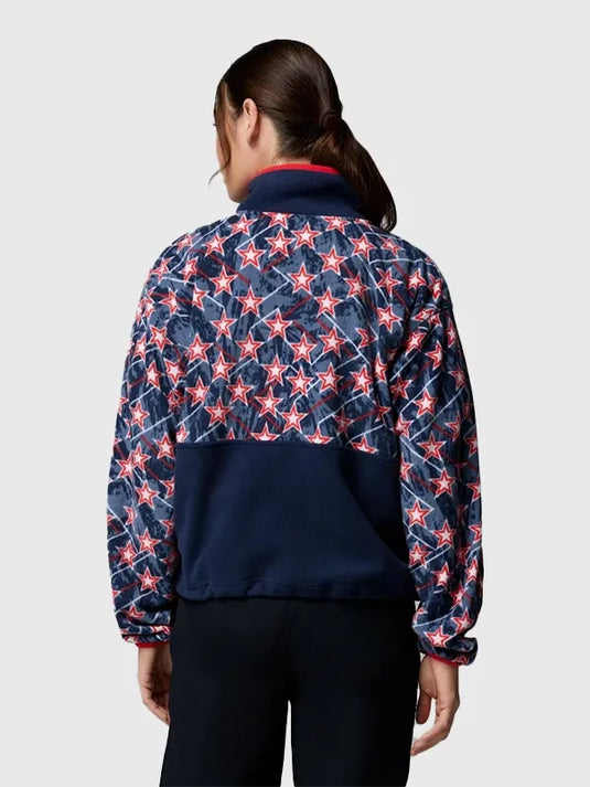 Milano Cortina 2026 themed Team USA Columbia fleece outerwear featuring stand collar, smooth zipper closure and lightweight warmth