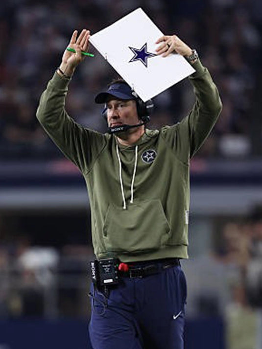 Coach Brian Schottenheimer Cowboys Olive Green Hoodie made from premium fleece for warmth and comfort.