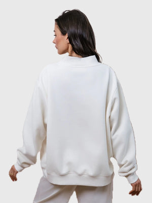 RECREATED Parke Bridal 2026 Mockneck Fleece Sweatshirt designed with a relaxed fit and understated varsity appeal