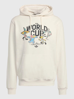 RECREATED off-white FIFA World 2026 mascot hoodie crafted in fleece for comfortable styling