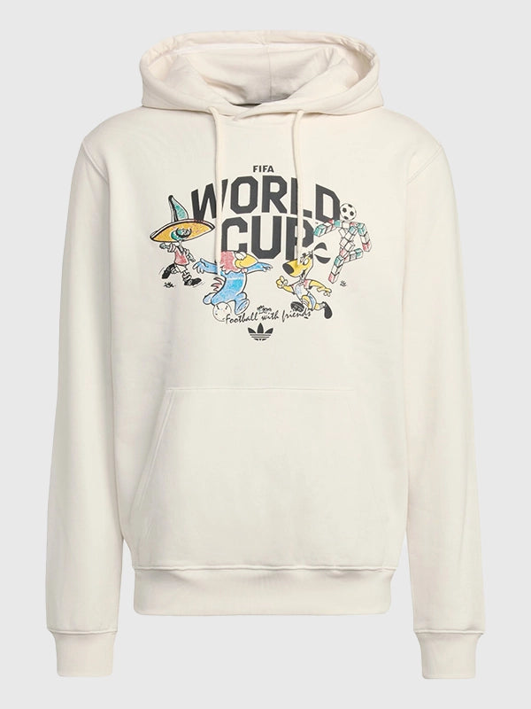 RECREATED off-white FIFA World 2026 mascot hoodie crafted in fleece for comfortable styling