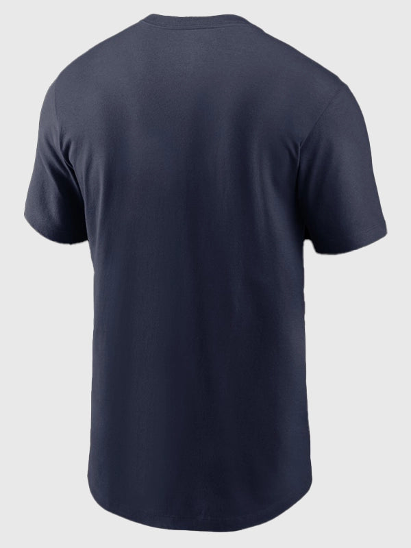 Navy Nike t-shirt recreated in Seattle Seahawks Super Bowl LX Our Time Clear Sign design with bold graphic detail