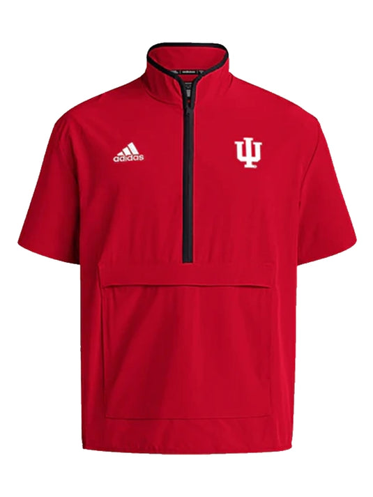 Indiana Hoosiers Adidas coaches 1/4 zip short sleeve jacket in red recreated from Coach Curt Cignetti’s 2025 sideline look