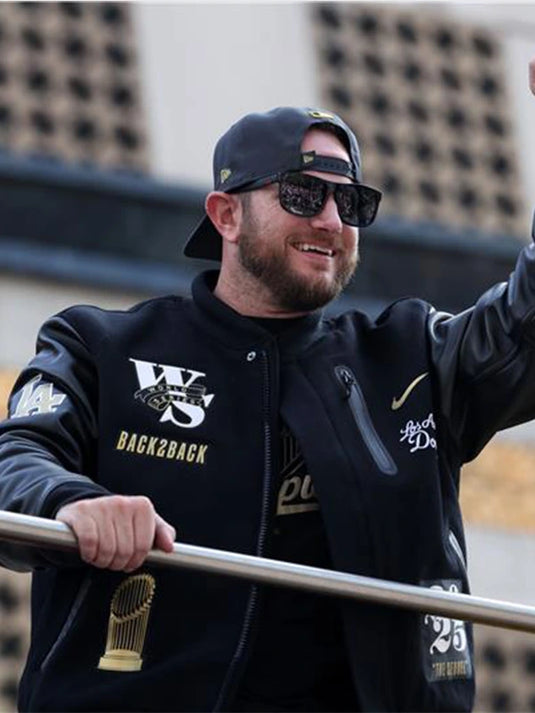 Dodgers 2025 Dave Roberts Parade Jacket Recreation edition celebrating the World Series win with detailed embroidery.