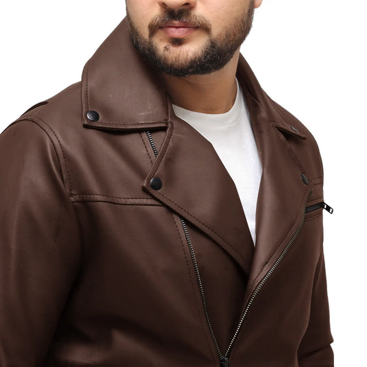 David Dark Brown Motorcycle Leather Jacket