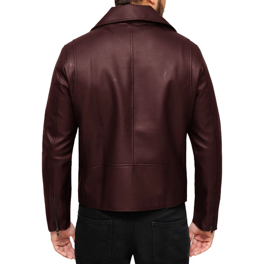 David Maroon Motorcycle Leather Jacket