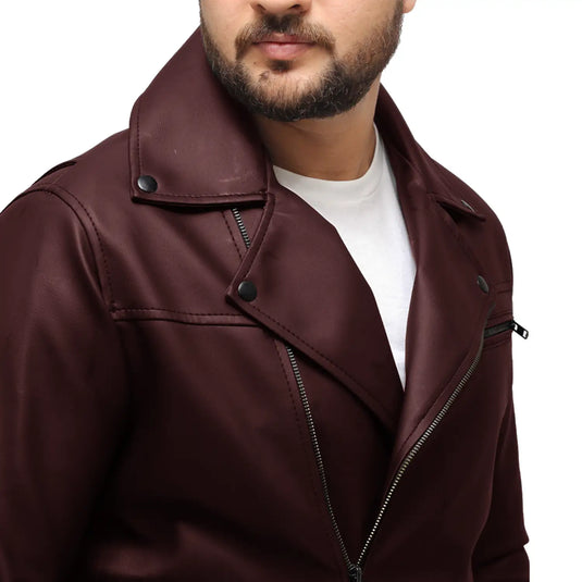 David Maroon Motorcycle Leather Jacket