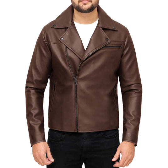 David Dark Brown Motorcycle Leather Jacket