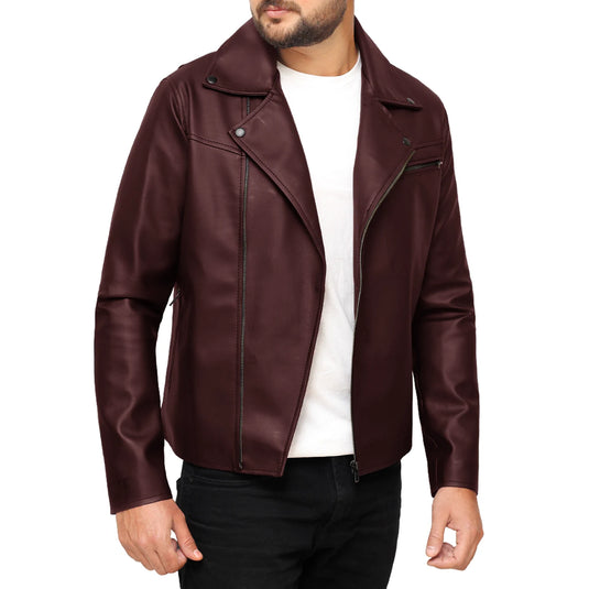 David Maroon Motorcycle Leather Jacket