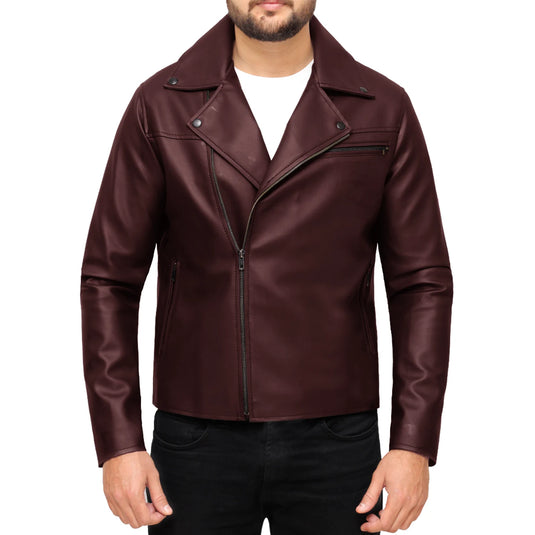 David Maroon Motorcycle Leather Jacket