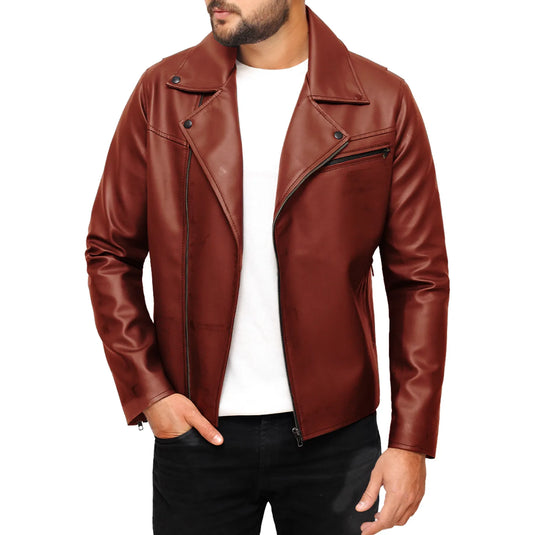 David Tan Brown Motorcycle Leather Jacket