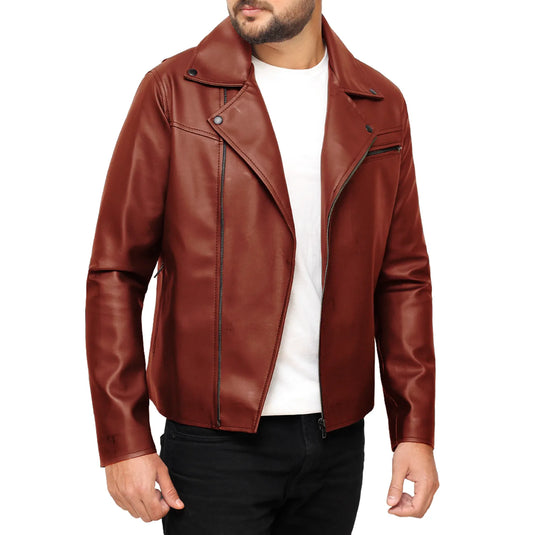 David Tan Brown Motorcycle Leather Jacket