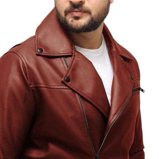 David Tan Brown Motorcycle Leather Jacket