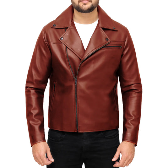 David Tan Brown Motorcycle Leather Jacket