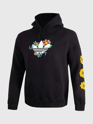 RECREATED Adidas Day of the Dead graphic pullover hoodie in black with bold artistic detailing