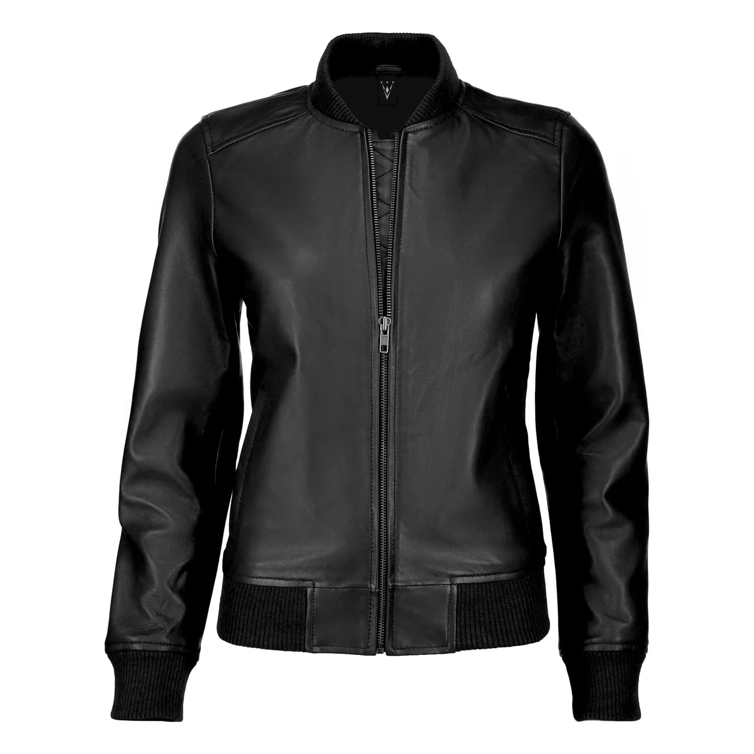 Delilah Black Bomber Leather Jacket