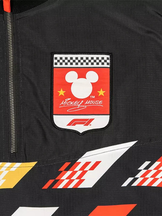 Recreation Disney x F1 black jacket with lightweight construction and comfortable fit for casual and active wear.