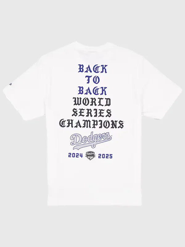 Unisex White Los Angeles Dodgers Back-to-Back World Series Champions T-Shirt by New Era x Born x Raised combining casual comfort with bold team heritage appeal