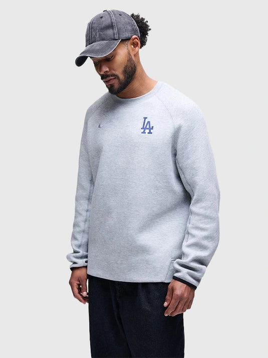 Recreation Los Angeles Dodgers Nike Grey Tech Fleece Sweatshirt with soft, lightweight fabric.