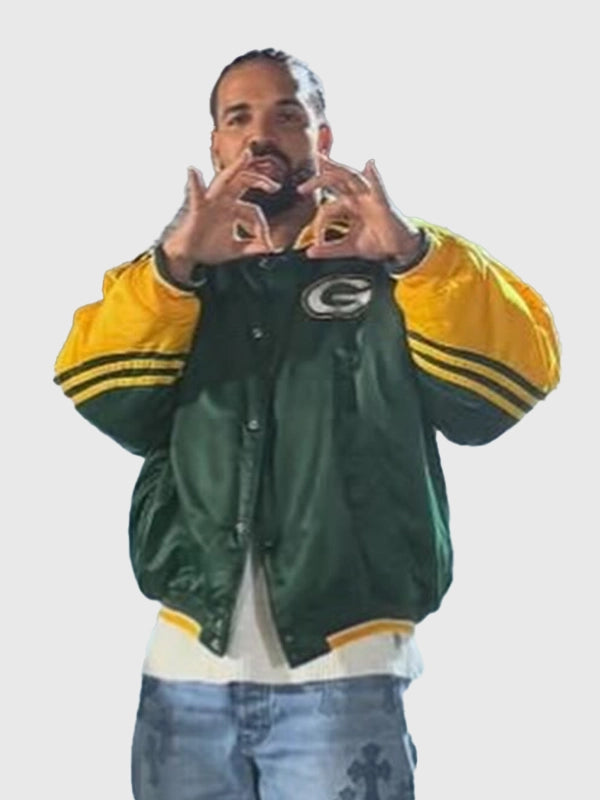 Starter Satin Packers Bomber Jacket with modern streetwear edge, lightweight feel, and standout color-block design