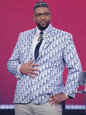 Sleek Christian Dior blazer jacket worn by comedian Druski during his trolling skit with Pastor Michael Todd