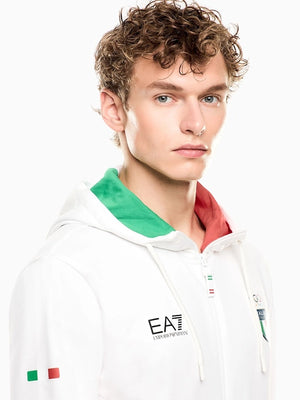 Recreated white EA7 Emporio Armani tracksuit inspired by Team Italy Winter Olympics 2026