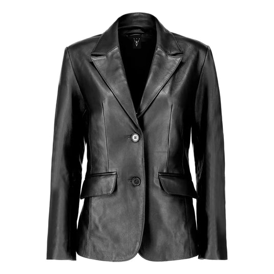 Esther Black Leather Blazer