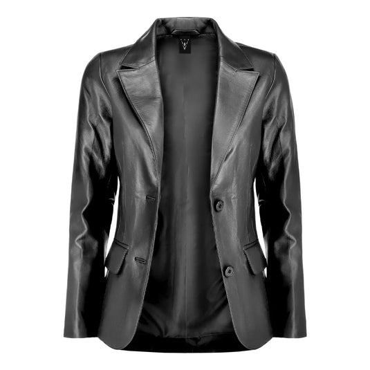 Esther Black Leather Blazer