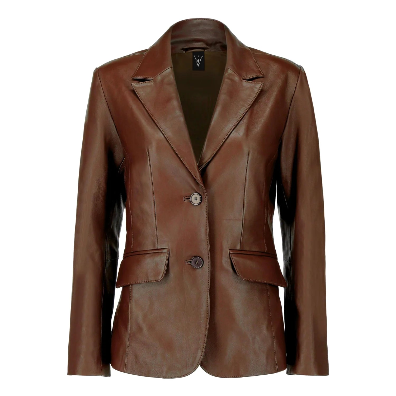 Esther Brown Leather Blazer for Womens